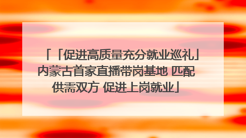 「促进高质量充分就业巡礼」内蒙古首家直播带岗基地 匹配供需双方 促进上岗就业