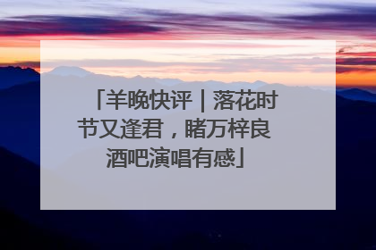羊晚快评｜落花时节又逢君，睹万梓良酒吧演唱有感