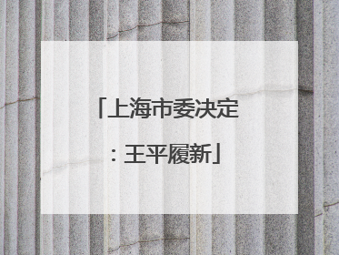 上海市委决定：王平履新
