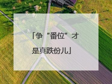 争“番位”才是真跌份儿