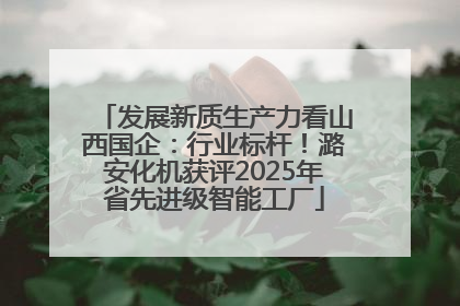 发展新质生产力看山西国企：行业标杆！潞安化机获评2025年省先进级智能工厂