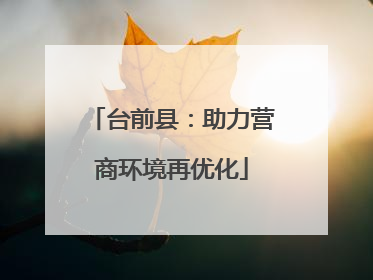 台前县：助力营商环境再优化