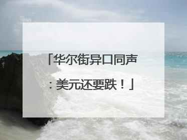 华尔街异口同声：美元还要跌！