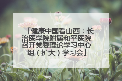 健康中国看山西：长治医学院附属和平医院召开党委理论学习中心组（扩大）学习会