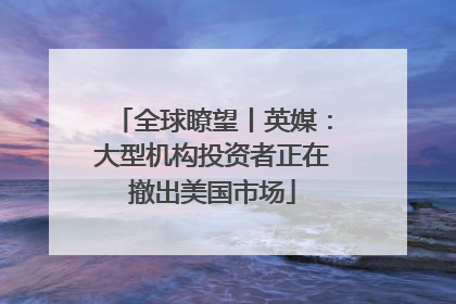 全球瞭望丨英媒：大型机构投资者正在撤出美国市场