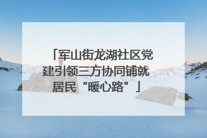 军山街龙湖社区党建引领三方协同铺就居民“暖心路”