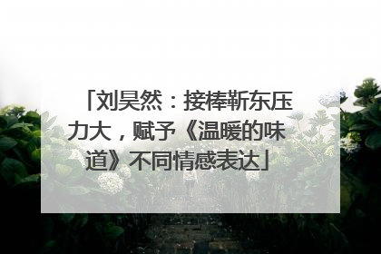 刘昊然：接棒靳东压力大，赋予《温暖的味道》不同情感表达