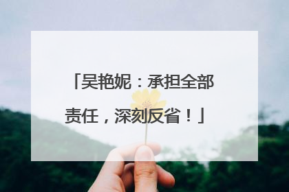 吴艳妮：承担全部责任，深刻反省！