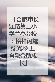 合肥市长江路第三小学兰亭分校：榜样闪耀绽光彩 五育融合助成长