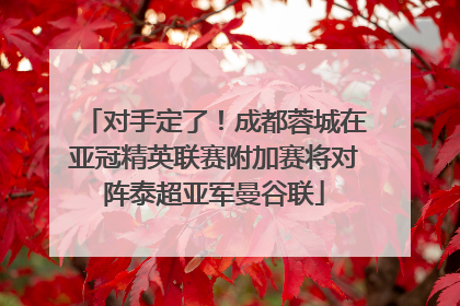 对手定了！成都蓉城在亚冠精英联赛附加赛将对阵泰超亚军曼谷联