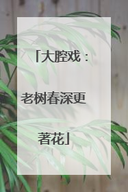 大腔戏：老树春深更著花