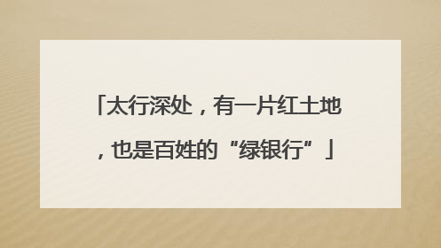 太行深处，有一片红土地，也是百姓的“绿银行”