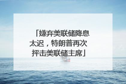 嫌弃美联储降息太迟，特朗普再次抨击美联储主席