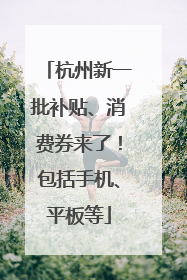 杭州新一批补贴、消费券来了！包括手机、平板等
