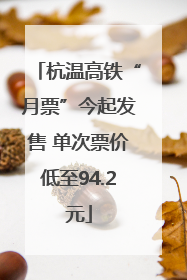 杭温高铁“月票”今起发售 单次票价低至94.2元