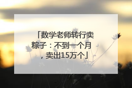 数学老师转行卖粽子：不到一个月，卖出15万个