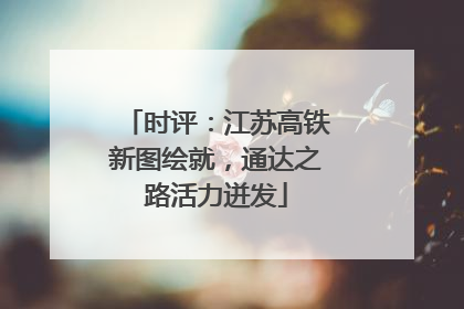 时评：江苏高铁新图绘就，通达之路活力迸发