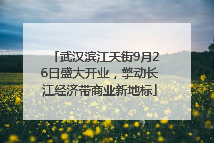 武汉滨江天街9月26日盛大开业，擎动长江经济带商业新地标