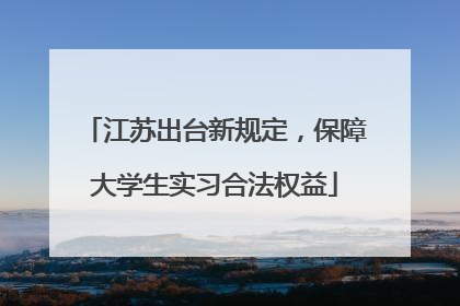 江苏出台新规定，保障大学生实习合法权益