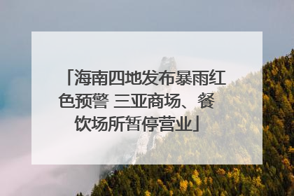 海南四地发布暴雨红色预警 三亚商场、餐饮场所暂停营业