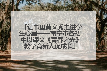 让书里黄文秀走进学生心里——南宁市各初中以课文《青春之光》教学育新人促成长