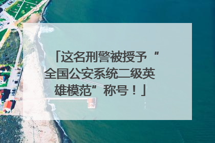 这名刑警被授予“全国公安系统二级英雄模范”称号！
