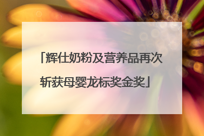 辉仕奶粉及营养品再次斩获母婴龙标奖金奖