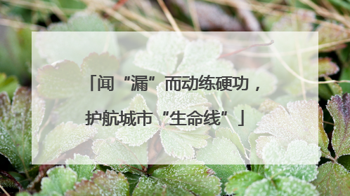 闻“漏”而动练硬功，护航城市“生命线”